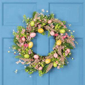 Northlight 20in. Glittered Eggs Hibiscus & Berries Easter Wreath alternate view