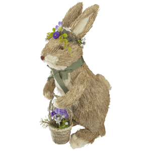 Northlight Standing Easter Bunny Rabbit w/ Flower Crown & Basket