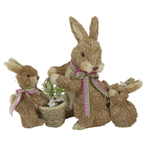 Northlight Sisal Mommy & Babies with Basket Easter Bunny Figure