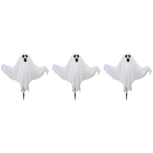 Northlight LED Ghost Halloween Lawn Stakes - Set of 3