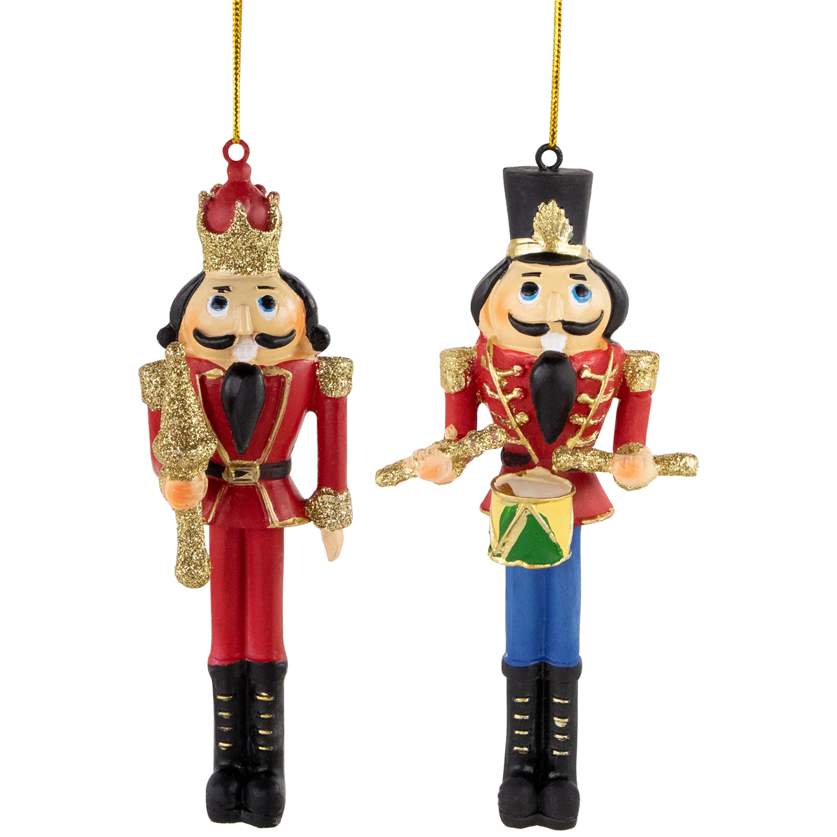 34858372 5.75 in. Nutcracker King & Soldier Christmas Ornaments, Set of 2