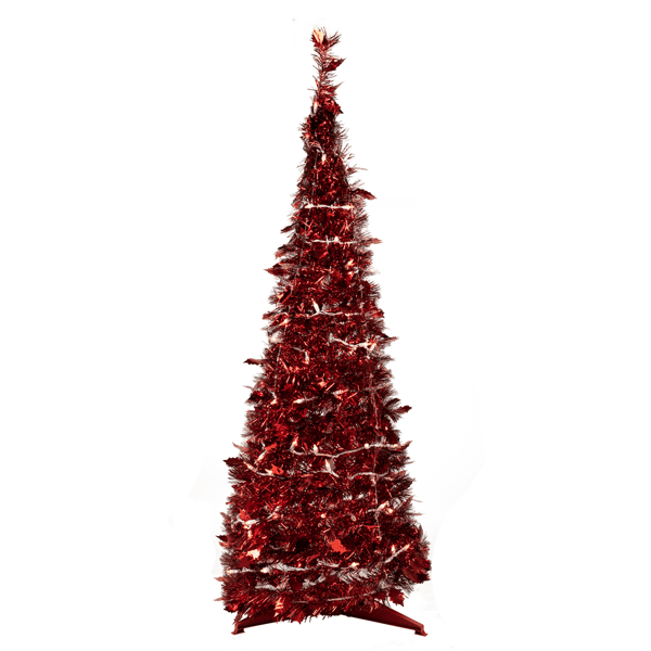 Northlight 4ft. Pre-Lit Red Pop-Up Tinsel Christmas Tree