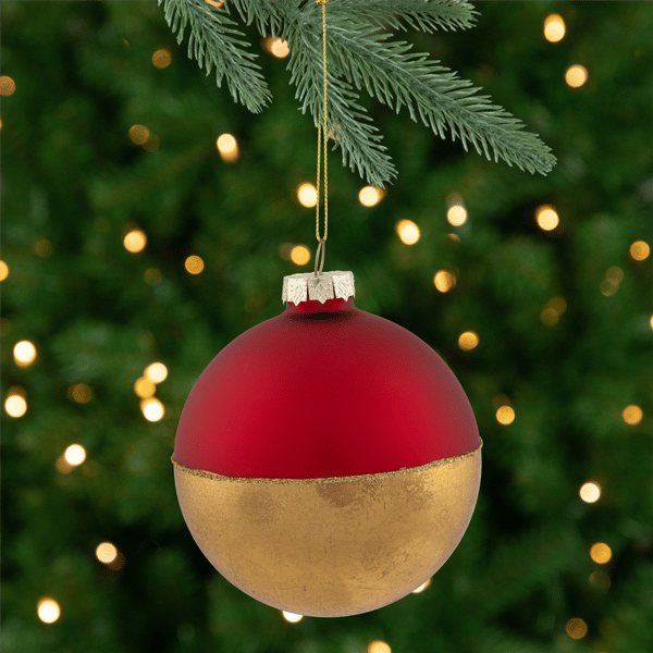Northlight 3.5in. Red & Gold Glass Ball Christmas Ornament