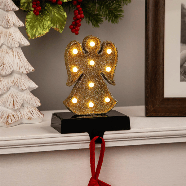 Northlight LED Lighted Glittered Angel Christmas Stocking Holder