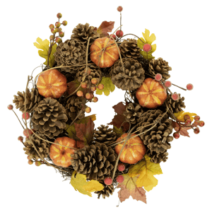Northlight 14in. Pinecone & Pumpkin Fall Harvest Wreath