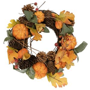Northlight 13.5in. Pumpkin & Pinecone Fall Harvest Wreath