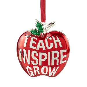 Northlight Red Silver Plated Apple Teacher Christmas Ornament