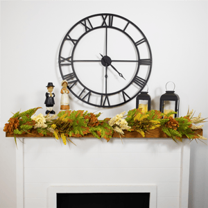 Northlight 5ft. Flowers with Wheat Fall Harvest Garland alternate view