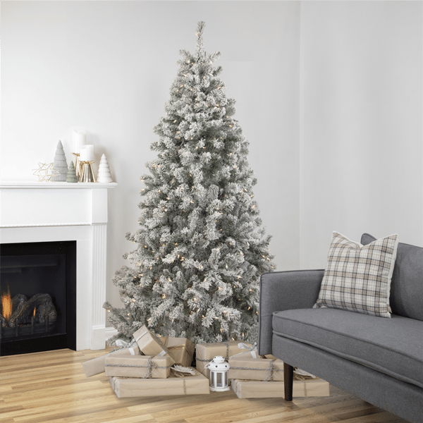 Northlight 6.5ft. Pre-Lit Flocked Madison Pine Christmas Tree alternate view