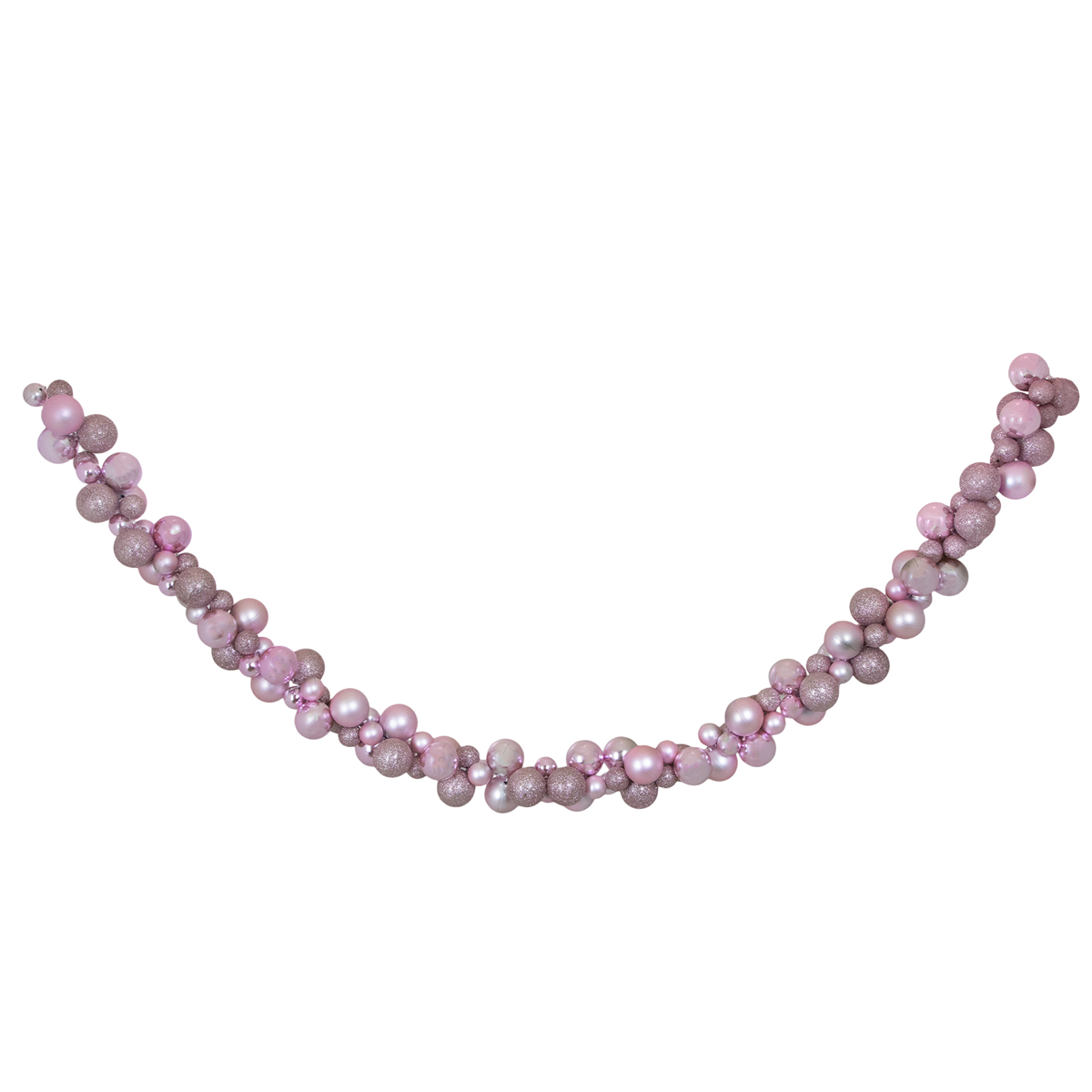 Northlight 6ft. Pink 3-Finish Shatterproof Ball Christmas Garland