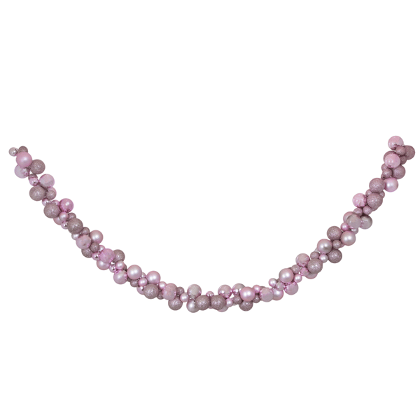 Northlight 6ft. Pink 3-Finish Shatterproof Ball Christmas Garland