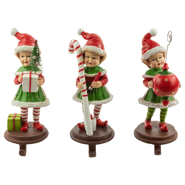 Northlight Standing Christmas Elves Stocking Holders - Set of 3