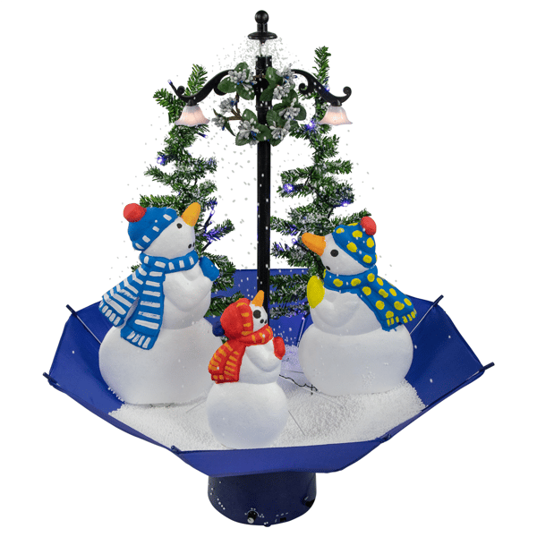 Northlight Musical Snowman Family in Umbrella Christmas Decor