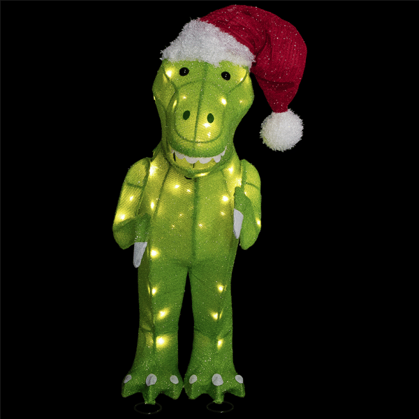 Northlight Tinsel Santa T-Rex Dinosaur Outdoor Christmas Decor