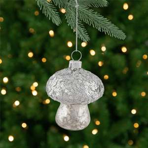 Northlight Sequined Mercury Glass Mushroom Christmas Ornament