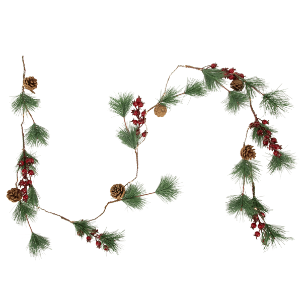 Northlight 6.5ft. Pre-Lit LED Pine & Berry Christmas Garland