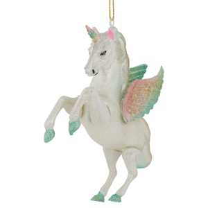 Northlight 5.25in. White Unicorn Glass Christmas Ornament