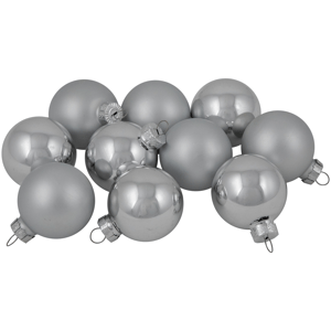 Northlight 10ct. Silver Shiny & Matte Glass Christmas Ornaments