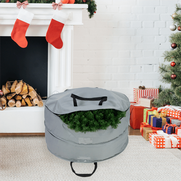 Northlight 30in. Multi-Seasonal Double Wreath Zip Up Storage Bag