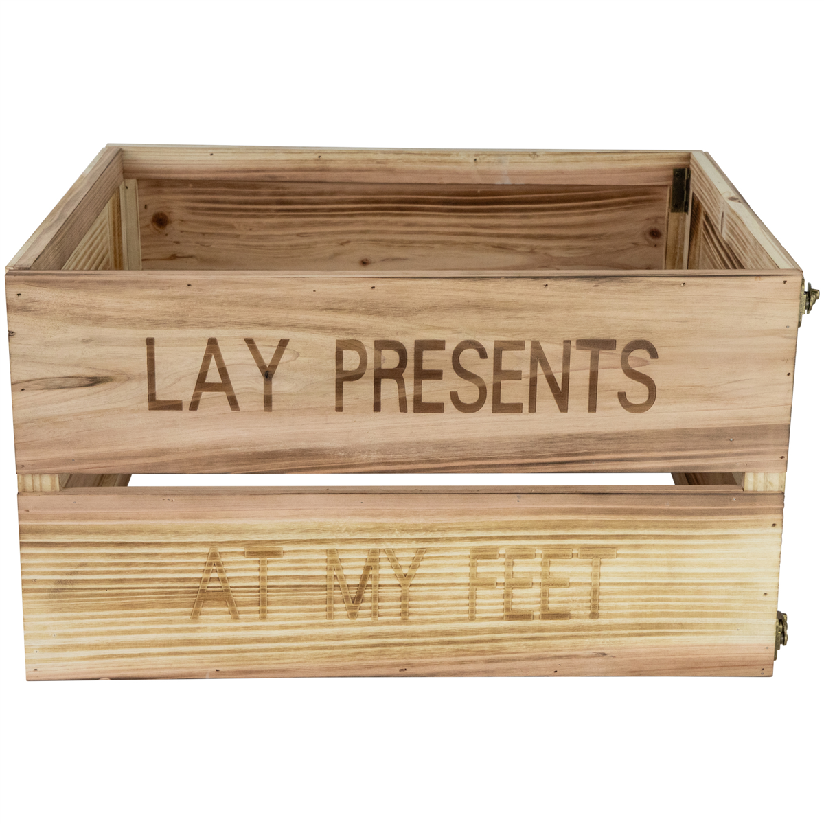 Northlight 18" Wood Crate "Lay Presents At My Feet" Christmas Tree Collar, One Size, Brown