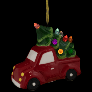 Northlight Lighted Truck with Christmas Tree Ceramic Ornament alternate view