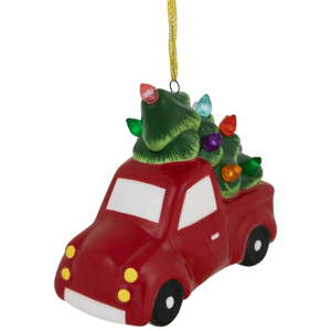 Northlight Lighted Truck with Christmas Tree Ceramic Ornament