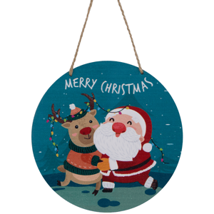 Northlight Santa & Reindeer Merry Christmas Disc Ornament