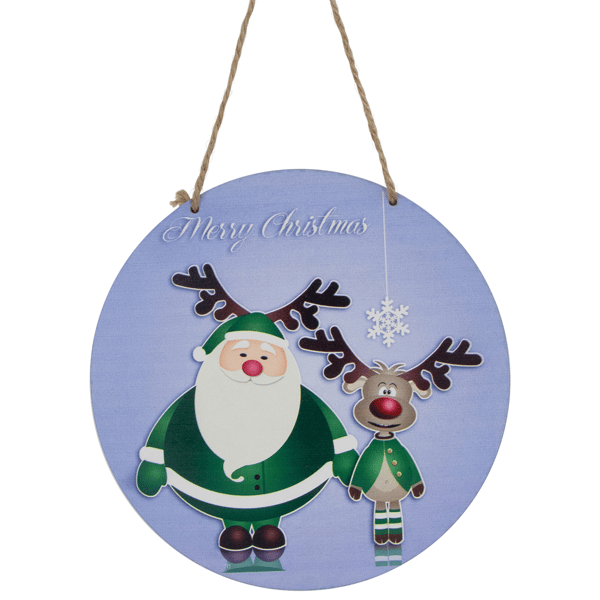 Northlight Santa & Reindeer Merry Christmas Disc Ornament