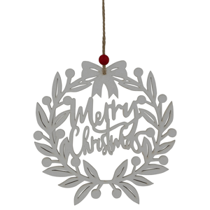 Northlight 8in. White Merry Christmas Wreath Cutout Ornament