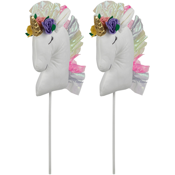 Northlight Plush Rainbow Unicorn Christmas Picks - Set of 2