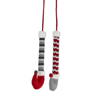 Northlight Grey & Red Plush Elf Leg Christmas Picks - Set of 2
