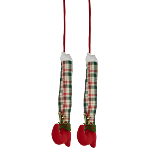 Northlight Red & Green Plaid Elf Leg Christmas Picks - Set of 2