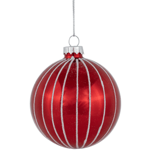 Northlight 4ct Shiny Red Striped Glass Ball Christmas Ornaments
