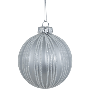 Northlight 4ct Silver Glitter Striped Ball Christmas Ornaments