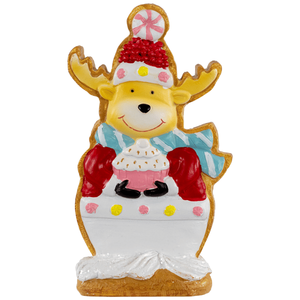 Northlight Gingerbread Reindeer with Cupcake Christmas Figurine