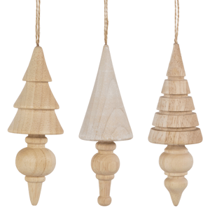 Northlight 3pc. Natural Trees Wooden Christmas Ornaments
