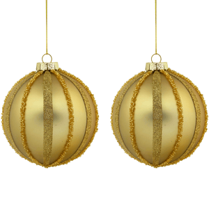 Northlight 2ct. Glitter & Beads Striped Christmas Glass Ornaments