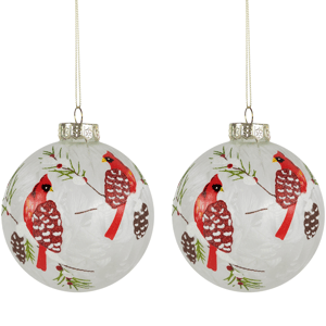 Northlight 2ct. Cardinal Birds Christmas Glass Ball Ornaments