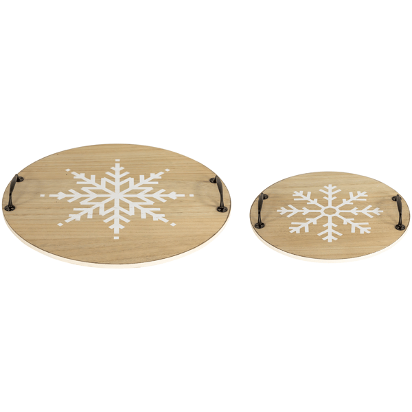 Northlight Round Snowflake Christmas Serving Trays - Set of 2