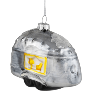 Northlight Silver Teardrop Camper Glass Christmas Ornament