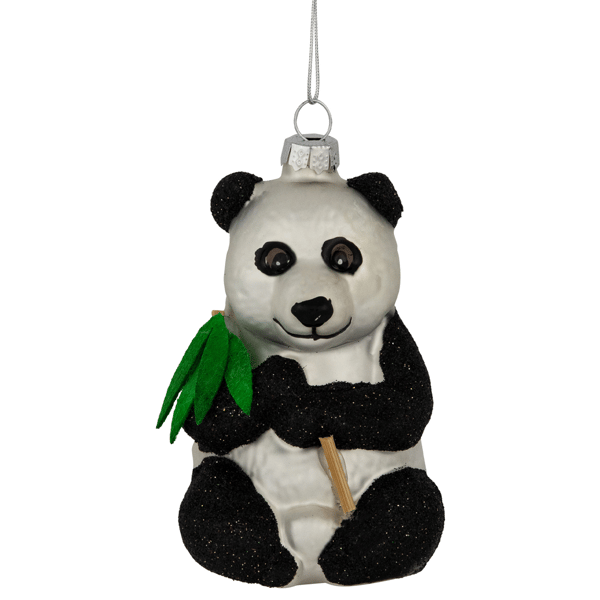 Northlight Glittered Panda Bear Glass Christmas Ornament