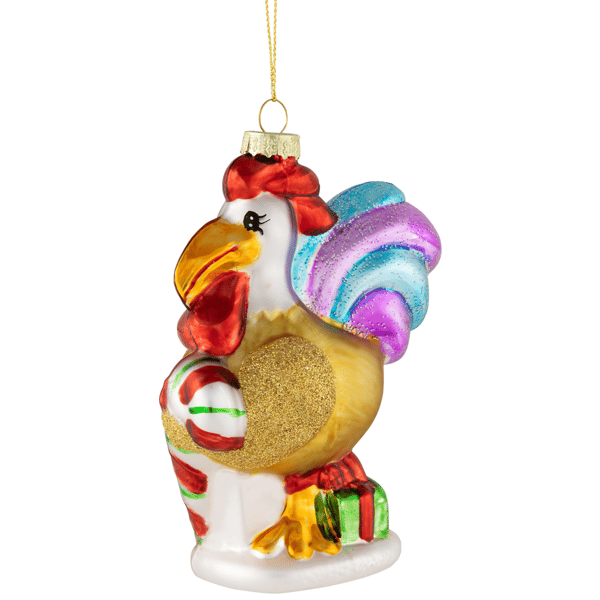 Northlight 5in. Gold & Red Rooster Glass Christmas Ornament