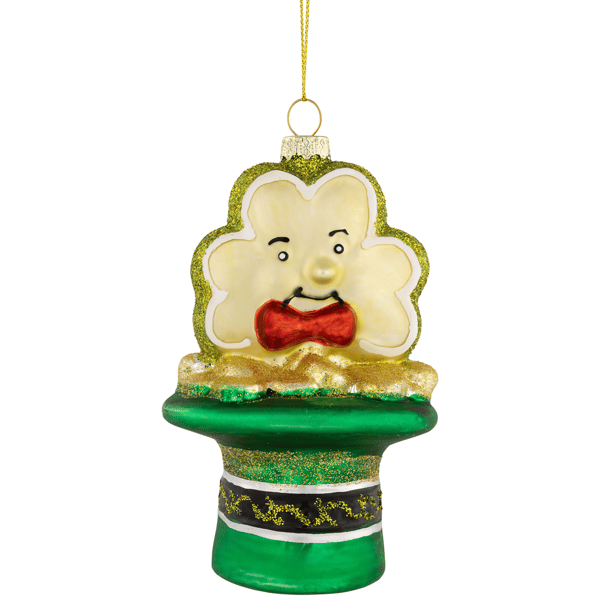 Northlight Shamrock & Leprechaun Hat Glass Christmas Ornament