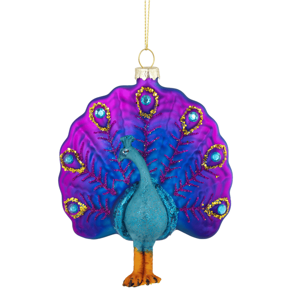 Northlight Purple & Blue Peacock Glass Christmas Ornament