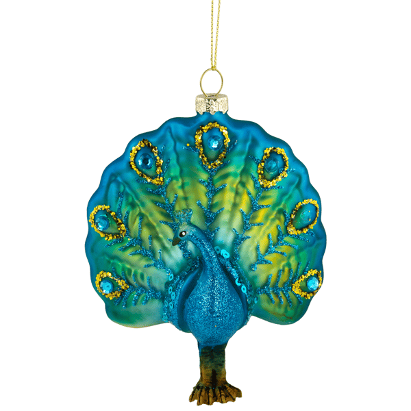 Northlight Green & Blue Peacock Glass Christmas Ornament