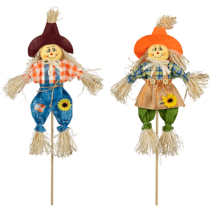 Northlight Boy & Girl Fall Harvest Scarecrow Picks - Set of 2
