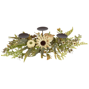 Northlight Sunflower & Pumpkins Fall Harvest Triple Candle Holder