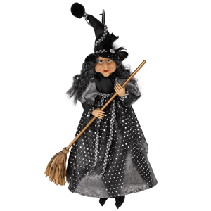 Northlight Witch with Broom Hanging Halloween Decoration