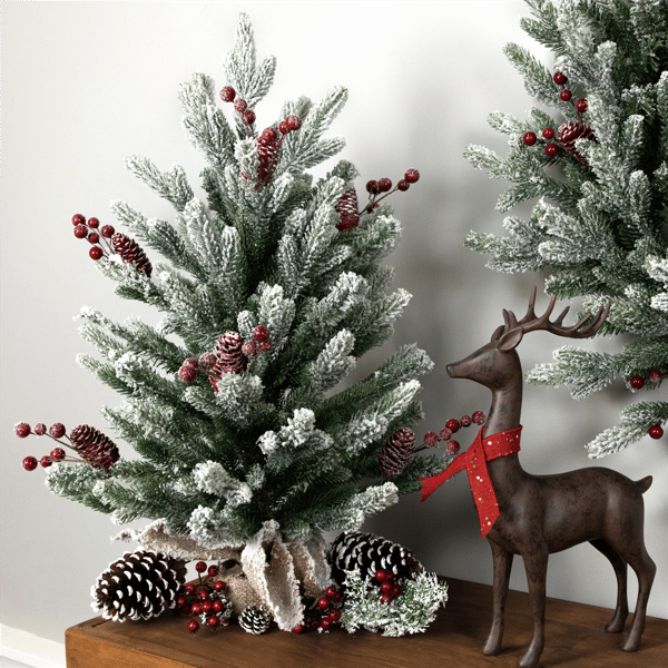 Northlight Real Touch(tm) 25in. Potted Flocked Fir Christmas Tree