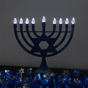 Northlight Blue LED Lighted Star of David Hanukkah Menorah
